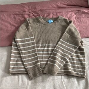 CeCe Tan and White Striped Sweater